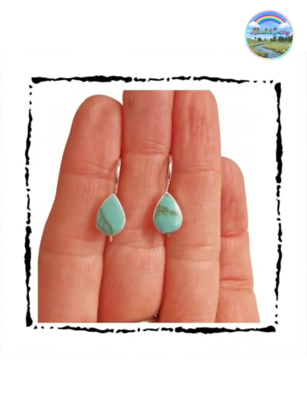 Sterling Silver Turquoise Teardrop Dangle Earrings, Handmade, Lightweight,